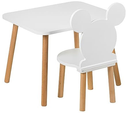 PlayPals Furniture Kindertisch mit Stühl- Kinder Tisch Stuhl Set aus Holz, 50 x 60 cm- natürliche Sitzmöbel für Kinder ab 3,4,5,6,7 Jahre- Kinderstuhl-Set, kindersitzgruppe