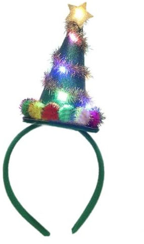 Ranuw Serre-tête mignon en forme de sapin de Noël avec guirlandes lumineuses LED pour cheveux - Accessoire de fête de Noël