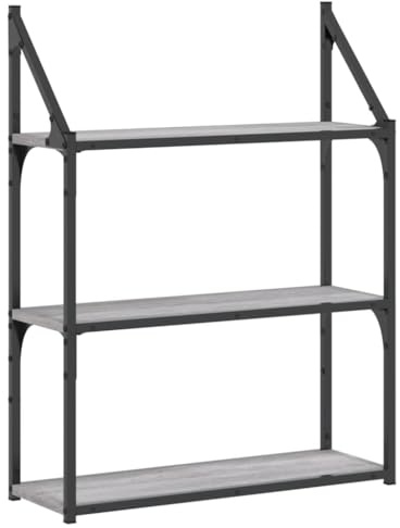 vidaXL Wandregal 3 Fächer Grau Sonoma 60x21x78,5 cm Holzwerkstoff