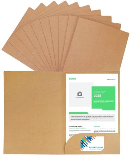 LATERN 10 st A4 dokumentmapp, kraftpapper fyrkantiga klippta mappar infoga presentation pappershållare förvaringspåse portfölj pappersarbete organiserare med kortplats mappar för kontorsskola (kaki)
