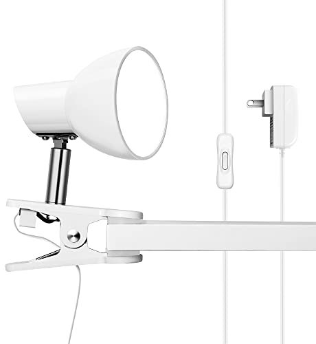 TOPMB LED Clip on lamp,5W Super Bright Reading Light, 330° Rotation Small Lamp with Clamp on Desk/Table/Bed Headboard/Cupboard Home Lighting, Modern and Save Space Illumination Powerful Lamp White