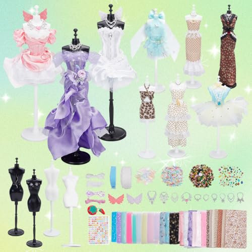 FREEBLOSS 600+ Teiliges Modedesign Set, Nähset Für Kinder Mit 4 Schaufensterpuppen, Näh Bastelset, Kunsthandwerk, Nähset Für Erwachsene, Kleider Designer Set Für alle Altersgruppen