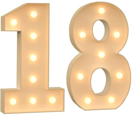 120cm/4FT Marquee Light Up Number for 18th Birthday, Light Up Numbers Pre-cut Foam Board Set for Birthdays, Weddings, Baby Anniversaries, Party Decor