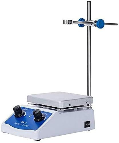 Agitador magnético, Mezclador de Laboratorio de 220V con Placa calefactora de 12x12cm, Mezclador de Placa calefactora, Barra agitadora de 100-2000rpm y Soporte