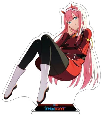 Gooyeh Darling in The Franxxx Acryl Figur Stand, Zero Two und Ichigo Anime Ornamente Haus Dekorationen, 16CM Doppelseitig Bedruckt Acryl Desktop Modell Stand,Anime Peripheren Sammlerstücke Geschenke
