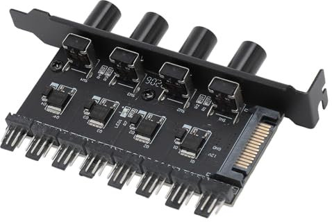4 Knob Cooling Fan Speed Controller, 3 Pin 4 Pin Fan Adapter, SATA Powered 8 Channels Fan Hub, for CPU Case HDD VGA PWM