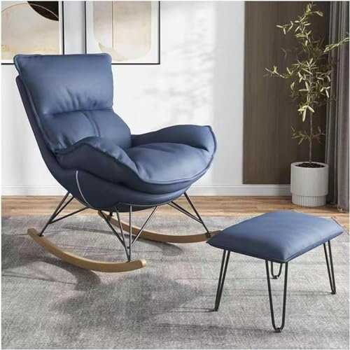 ROEDAX Bequemer Bürostuhl, Stahlgestell, Schaukelstuhl, atmungsaktiv, Sofastuhl, Massivholz, ergonomischer Bürostuhl mit Hocker