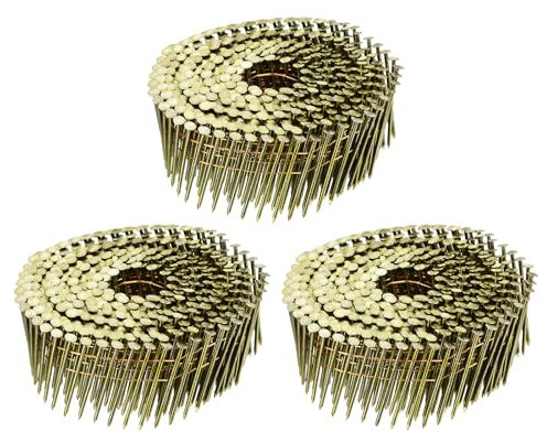 uxcell 1200 Count Siding Nails 1-3/4 x 0.083 15-Degree Ring Shank Full Round Head Collated Wire Coil-for Lath and Sheathing Materials