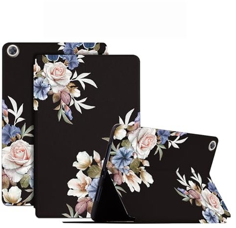 DayQiQiPu Caso per Huawei MediaPad M5 PRO 10,8 Pollici CMR-AL19/CMR-W19 Custodia per Tablet Ultrasottile con Motivo di Serie di Fiori in Pelle PU Flip Custodia protettiva-02