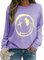 WIEIYM Damen Sweatshirt Langarmshirt Drucken Rundhals Pullover Herbst Winter Bluse Tops Weihnacht Pullover Casual Christmas Sweat Oberteile,Lavendel,XL