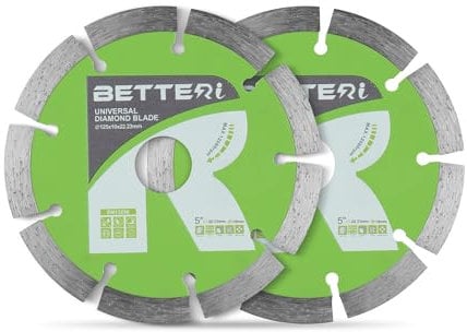 BETTERI Diamantscheibe 125mm x 22,23 mm Extra Dünn 2 Stück, Universal Trennscheibe 125mm zum Trennen von Fliesen, Beton, Stein, Ziegel, Mauerwerk, Diamantscheibe Beton Hohe Standzeit
