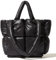 JOLLQUE Puffer Tragetasche für Frauen Gesteppte, weiches Kissen gepolsterte Down Tote Bag, große Winter Handtasche Space Schultertaschen (Schwarz,4 Gitter)