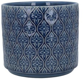 Gisela Graham Navy Blue Trellis Ceramic Plant Pot, Small
