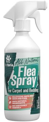 Flea Spray All Natural for Carpet & Bedding 250ml – Fast Acting Pet & Family Safe Formula by Petforia – Kills Fleas, Ants, Bed Bugs & Flies – 100% Natural Home Treatment, Insecticide Free