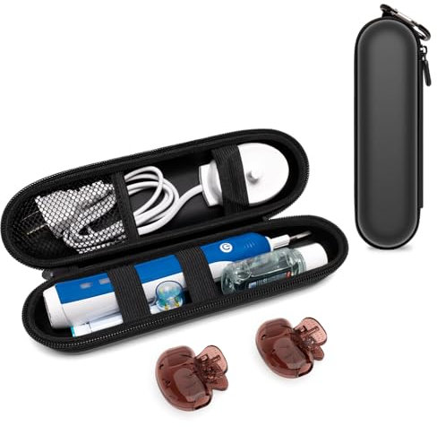 Nincha Reiseetui für elektrische Zahnbürsten, kompatibel mit Oral-B/Philips Sonicare/Colgate/Reach, und den meisten elektrischen Zahnbürsten, inklusive 2 Universal-Zahnbürstenabdeckungen (schwarzes