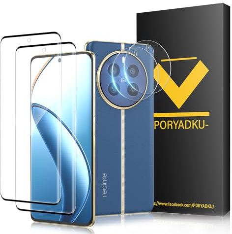 V-PORYADKU Protector de Pantalla para Realme 12 Pro Plus 5G / 12 Pro+ 5G, Película de Vidrio Templado 2 Piezas+ Protector de Lente de Cámara 2 Piezas, 9H Dureza, Antihuellas, HD Clara, Sin Burbujas