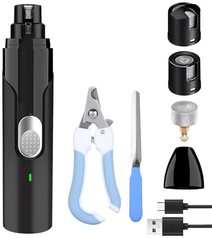 Anluomania Lime à Ongles pour Chien, Coupe-Ongles Electrique, Coupe Griffes, Broyeur à Ongles pour Chien, 2 Vitesses et 3 Ports, Rechargeable Lime à Ongles, Portable Silencieux, pour Tous Les Animaux