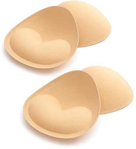 Sticky Bra Inserts, 2 Pairs Waterproof Swimsuit Bikini Inserts Pads, Soft and Comfortable Sticky Inserts Push Up, Women Sewn Padded Push Up Inserts for Bikini Sports Bra (UK, Cup & Band, B, Beige)