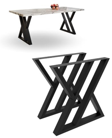 NWELD Tischfüsse Tischbeine Metall Schwarz - 2 Stück Tischfüße Tischgestell Metall 7 x 72 cm Tischkufen DIY - Tischbein Set - Tischfuß Loft. Industriestil für Couchtisch. Esstisch. Schreibtisch