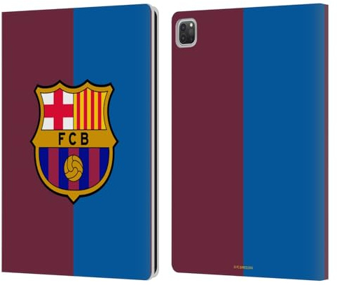Head Case Designs Offizielle FC Barcelona Home 2024/25 Wappen-Set Leder-Wallet-Hülle Kompatibel mit Apple iPad Pro 12.9 2020/2021/2022