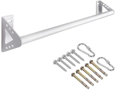 Purife 36'' White Heavy Duty Doorway Pullup Bars, Wall Mounted Door Frame Strength Training Pull Up Bar, Sturdy Support Beam or Joist Mount Chin up Bars, Wall Hanging Bar - Support 500 lbs