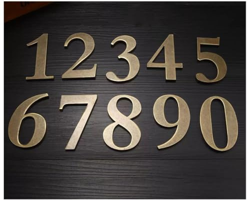 House Number Door Sign Wall Mounted Antique Brass, 10cm High Door Plates Villa Hotel Sign Plates Outdoor DIY Bar Decor Metal Numbers(Number 8)