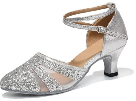 HIPPOSEUS Zapatos de Baile Latino Mujer con Lentejuelas de Salón Salsa y Bachata Tango Calzado para Bailar