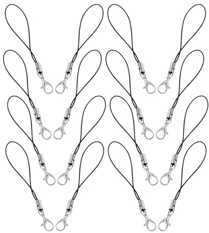 Veemoon Lot de 20 Cordons pour Téléphone Portable Fermoirs Homard en Fer, Accessoires Légers et Flexibles en Polyester pour Création de Bijoux DIY et Usage Quotidien