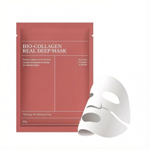 Mascarilla de Colágeno Bio, 5 Paquetes Mascarilla Facial Colageno, Máscara Facial de Colágeno de Hidrogel,Mascarilla Facial Cuidado de la piel