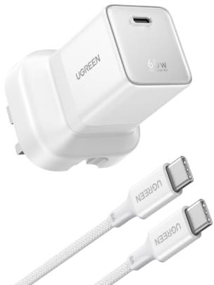 UGREEN Nexode Air 65W USB C Charger with Cable, Foldable GaN Fast Charger | Ultra Slim Laptop Charger,Compatible with MacBook Air/Pro, iPhone 17/16/15, Galaxy S26/S25, iPad, and More(White)