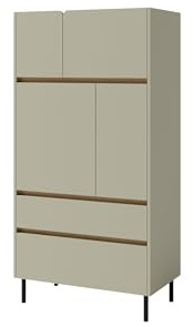 Masseno Kommode Muro 80 cm Sideboard mit 2 Schubladen und 4 Türen für Wohnzimmer Schlafzimmer Modern 80x40x165 cm Hellgrün/Hellgrün