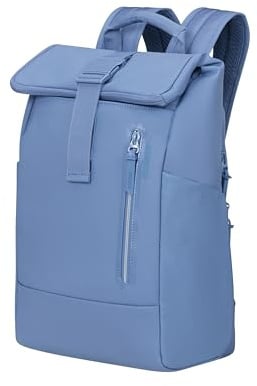 American Tourister Urban Tide - Rolltop Laptop Rucksack 14, Wasserabweisender Business & Reise Rucksack, für Büro, Schule, Uni & Reisen - Blau (Storm Blue)