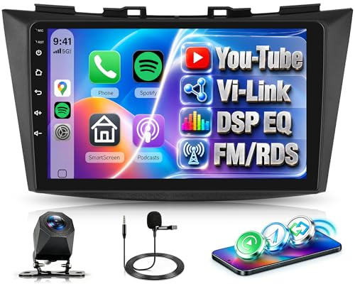 Rimoody Autoradio für Suzuki Swift 2011-2017 Suzuki Ertiga 2012-2017 mit Wireless Carplay Android Auto You-Tube Vi-Link DSP EQ, 9 Zoll Touchscreen Radio Mirror Link Bluetooth FM/RDS SWC Rückfahrkamera