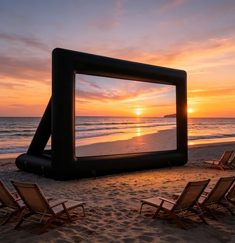 Schermo Gigante per Proiezioni Cinematografiche All'aperto, Gonfiabile E Portatile, Da 4,2 a 7,3 Metri, Design Monoblocco Con Soffiatore D'aria E Borsa per Il Trasporto 20ft