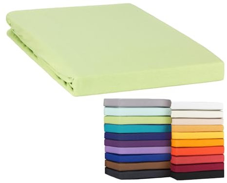 Moon Topper Spannbettlaken Boxspringbett Spannbetttuch Line Green 160g/m² Jersey -kiwi-120x200-120x220