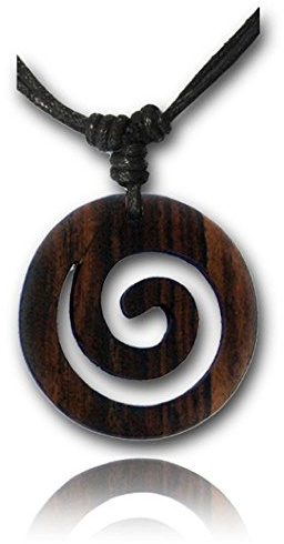 viva-adorno Halskette Holzanhänger Baumwollband Surfer Kette Länge verstellbar Verschiedene Designs wählbar HK31