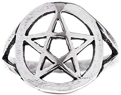Windalf Schutz Ring PENTAS h: 1.4 cm Pentagramm Schmuck Antik 925 Sterlingsilber (Silber, 52 (16.6))