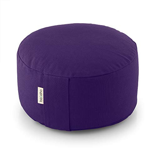 basaho WHEEL Zafu Meditationskissen Yogakissen | Bio-Baumwolle | Buchweizenschalen | Abnehmbarer und waschbarer Bezug (Purpur)