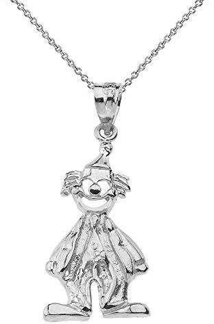 Sterling Silber Auguste Clown Anhänger Halskette (Kommt mit Einer 45 cm Kette)