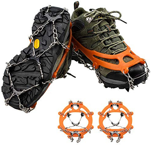 QH-Shop Genuine Spikes Stainless Steel and Silicone Durable Anti-Slip Ice Cleats Snow Cleats for Walking Hiking Mountaineering in Winter