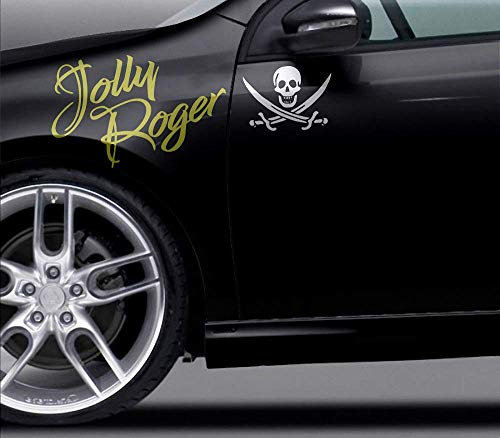 Pirat Aufkleber Boot Auto Motorrad Piratenaufkleber Jolly Roger Säbel Piratenflagge Totenkopf Skull Angeln Tauchen groß klein Piranha Hai Sticker XXL | verschiedene Motive, Größe & Farbe anpassbar