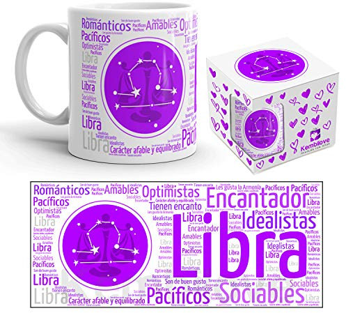Kembilove Taza de Desayuno Horóscopo Libra – Taza de café de Signo del Zodiaco Libra – Tazas de Café y Té Horóscopo de Libra– Regalo Original para Parejas, Cumpleaños, Amigos