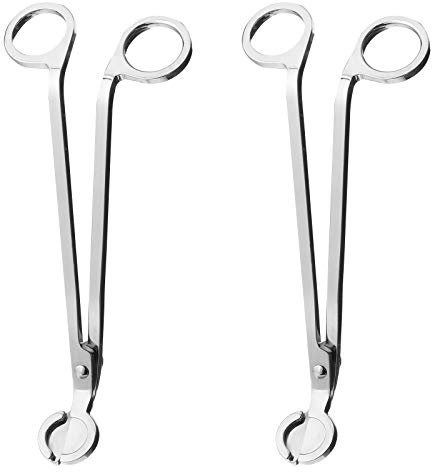 XIDAJIE Lot de 2 coupe-mèches en acier inoxydable pour bougie - Coupe-mèche - Ciseaux - Outil pour couper les mèches et éviter l'accumulation de suie, argent