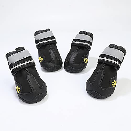PetPhindU Hund Stiefel Griffige Wasserdichten Outdoor-Schuhe für Hunde mit Reflecive Band für Mittelgroße Bis Große Hunde 4pcs Golden Retriever Labrador Samojeden Collie