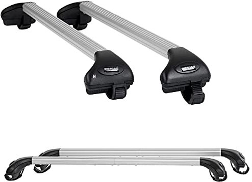 Barre portatutto telescopiche in alluminio portapacchi per auto con railing rails mancorrenti aperti portata massima 75 kg