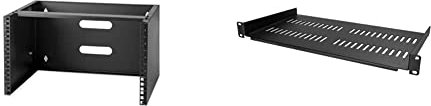 StarTech.com 6HE Netzwerkschrank 19 Zoll 6HE für Wandmontage & StarTech.com 1HE Fachboden - 1U perforiertes Universal-Rack-Montage-Server-Rack-Regal für 19 Zoll Netzwerkschränke, schwarz