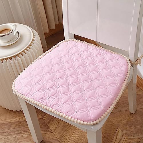 Yadlan Stuhlkissen 45x45 mit BäNdern, 4er Set Kissen für EsszimmerstüHle Halbrund, Sitzkissen Stuhl Outdoor, Sitzpolster für GartenstüHle Memory Foam Stuhlkissen für Die AußEnterrasse Pink