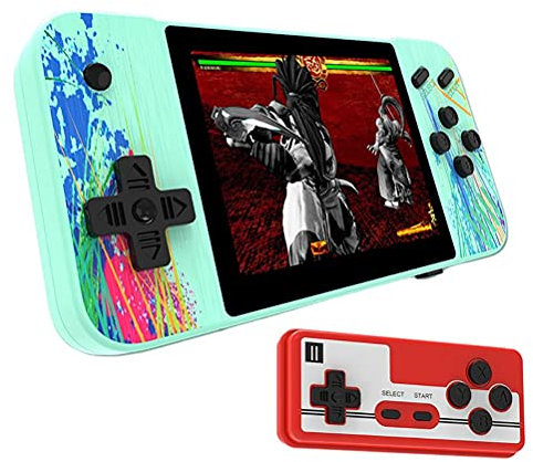 Console di gioco portatile con gamepad, 800 giochi classici, supporto per schermo a colori da 3,5 pollici per il collegamento di TV e 2 giocatori, regali di Natale e di compleanno per bambini adulti