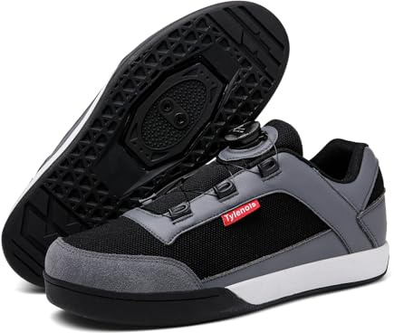 LZQpearl Professionelle MTB Fahrradschuhe, Unisex Four Seasons Mountainbike Schuh, Kompatibel Mit Allen SPD Pedalen, Herren Damen Outdoor Fahrradstiefel BlackGray, 42 EU