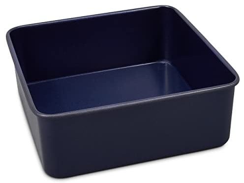 Zyliss Non-Stick Loose Base Square Cake Tin, 20cm/8in, Carbon Steel, Dark Blue, Baking Tin/Bakeware, Dishwasher Safe